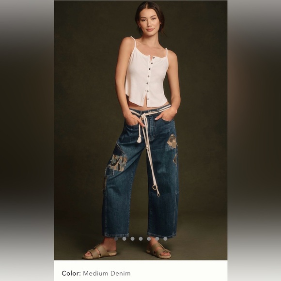 Anthropologie Denim - NWT Anthropologie Pilcro Kenna Mid Rise Heritage Blue Camo Patch Barrel Jeans